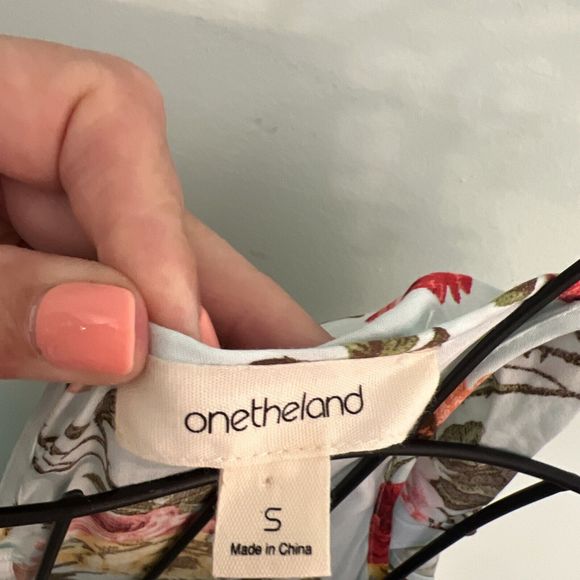 Onetheland Cottagecore Feminine Mint Green Gloral Dress Cold Shoulder Prairie S - Picture 3 of 5